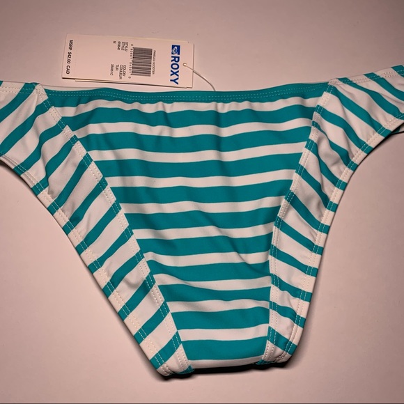 Sz. Med Roxy turquoise white stripe NWT bikini bottom - Picture 4 of 12